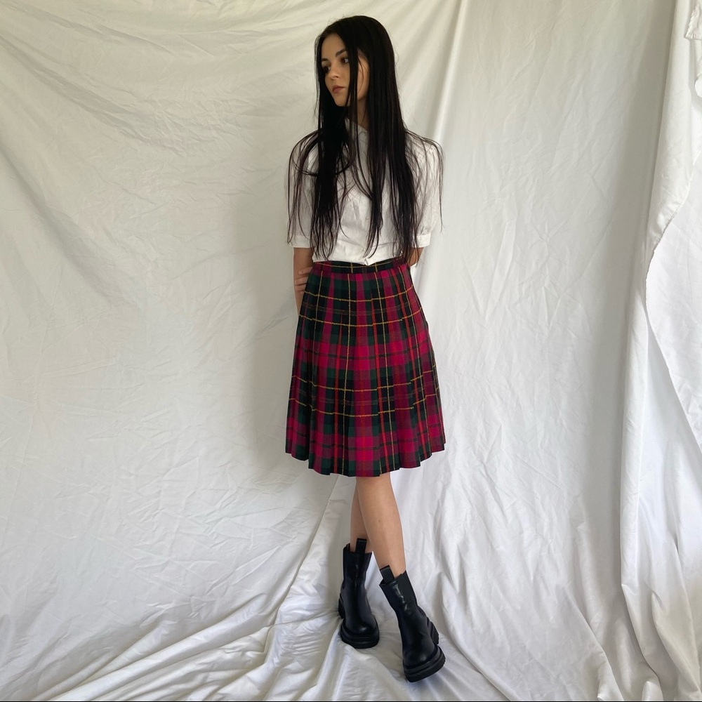 Late 70s Plaid Midi Skirt